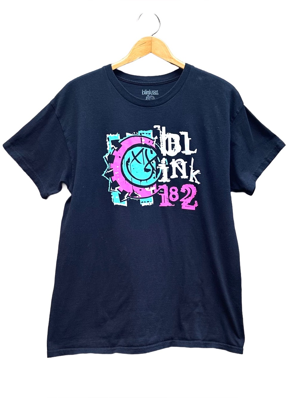 Blink-182 T Shirt Black Size L Large Cotton Pink White Turquoise Band Tee Merch